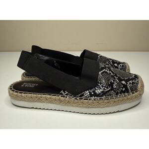 Bleecker & Bond Daylee Sandal Womens 10 Black Snake Print Strap Espadrille Flat